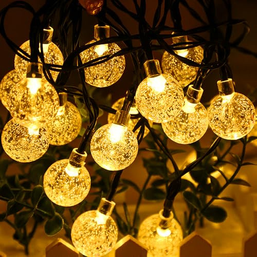 MUCHER Solar Fairy Lights Outdoor Waterproof 50LED Solar Garden Lights 8 Mode 9.5M/31Ft Indoor/Outdoor String Lights for Garden Patio Yard Home Christmas Parties Wedding (Globe)