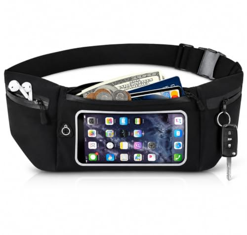 Ceinture Running avec Support Téléphone, Sacs Banane Running Homme Femme avec Écran Tactile, Porte Téléphone Course à Pied Réglable pour Smartphone jusqu'à 6,9, Jogging Fitness Randonnée