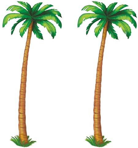 A Beistle Creation S55137AZ2 Jointed Palm Trees, Paper, Green/Brown