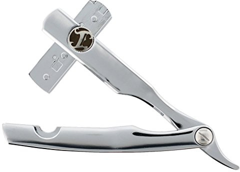 Irving Barber Company Straight Razor for Men – Chrome Straight Edge Razor for Barbers, Beard Lineups, and Shaving – Compatible with Double Edge & Barber Blades