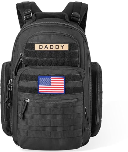 SHARKMOUTH Diaper Bag Backpack for Dad and Mom, Military Molle diaper Pack with Insulated Bottle Holders and Wipe Pocket