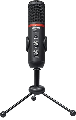 WOODBRASS UM3 - Micrófono Condensador Cardioide USB para PC y Mac para grabación de Broadcast y Streaming, podcasting, conferencias, Home Studio, Voice Over