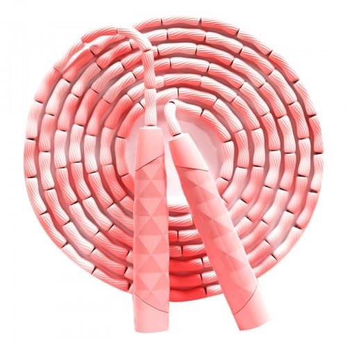 2.6m Corde a Sauter Sport Réglable, Corde à Sauter Jump Rope Sans Enchevêtrement, Corde à Sauter avec Perles Douces pour Débutants, Adultes (Rose)