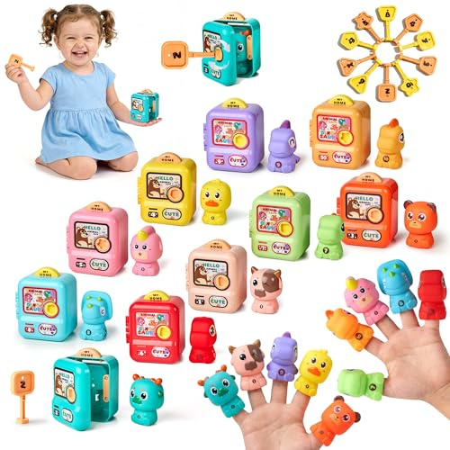 Meribbit Tren de Aprendizaje Montessori - Juguete Educativo con 5 Cerraduras y Animales para Niños 2 3 4 Años, Juego de Motricidad Fina y Colores