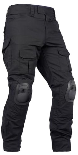 OCANXUE Tactical Pants for Men G3 Combat Pants with Knee Pads Waterproof Camo Cargo Pants for Airsoft Paintball No Belt Black Size 36 XN