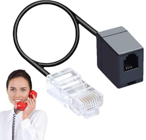 Adattatore da RJ45 a RJ11, adattatore da jack telefonico a Ethernet | Convertitore jack telefonico da 14 pollici - Cavo di rete per telefono, cavo connettore telefonico da 8P4C a 6P4C per case, uffici
