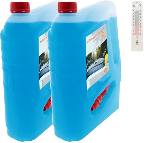 der kleine Handwerker 2 x Scheibenfrostschutz Konzentrat je 5 Liter bis -30°C Scheibenklar für Scheibenwaschanlagen Fächerdüsen geeignet mit Einfüllhilfe Auto + Gratis Wandthermometer