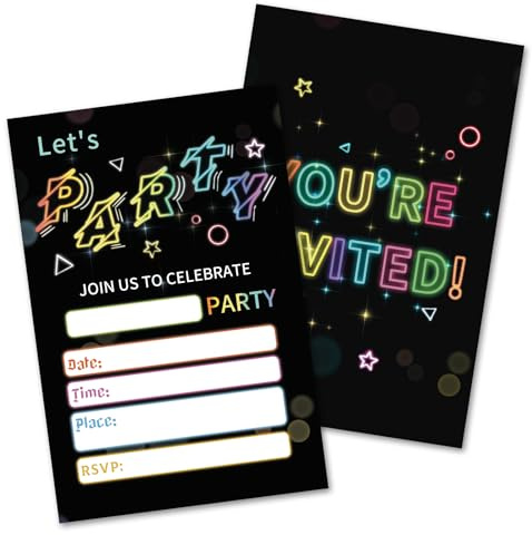 HOMANGA 20Pcs Party Invitations for Kids, Birthday Invitation Cards with Envelopes, Birthday Party Invites for Boys Girls, Childrens Invitation for Any Occasion (10x15cm)