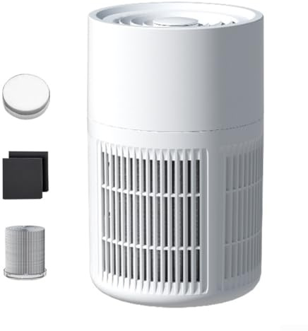 DAZZLEEX Purificador de aire portátil con filtro de carbono HEPA Limpiador de aire de escritorio Oficina en casa Alimentado por USB Funcionamiento ultra silencioso con función de aromaterapia (A)