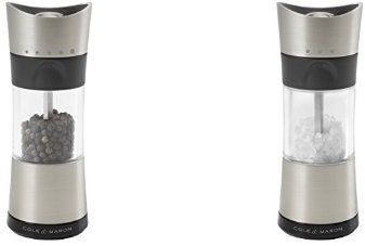 Cole & Mason Horsham Inverter Pepper Mill, Acrylic and Chrome, 154mm with Precision Grind Horsham Inverter Salt Mill - Acrylic and Chrome/Silver, 15.5 cm