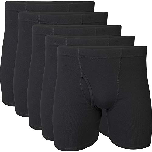 Gildan Men's Underwear Covered Waistband Boxer Briefs, Multipack, Black (5-pack), XX-Large