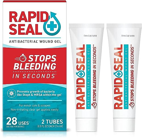 Rapid-Seal Wound Gel (2 Tubes) | Stops Bleeding in Seconds | Ideal for Cuts, Scrapes and Razor Nicks for Emergency First Aid Supplies