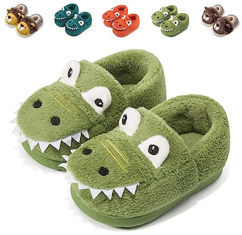Fadezar Zapatillas De Estar por Casa para Niñas Niños Invierno Pantuflas Animales Antideslizantes Cálido Slippers 18 Verdes EU 18/19 (Tamaño de la Etiqueta 140)