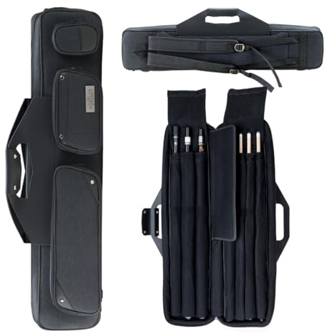 KONLLEN Custodia Oxford per stecche da biliardo, 3 x 4 cm, custodia per bastone da biliardo e 4 aste, grande capacità, con accessori per stecca da biliardo multitasche, Custodia di aggiornamento -