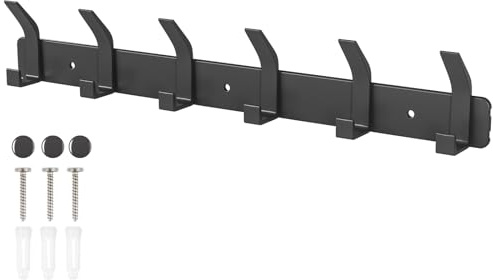 Sarsumir Perchero Pared Negro Perchero Puerta Con 6 Ganchos Para Colgar Abrigos, Sombreros, Ropa, Bufandas
