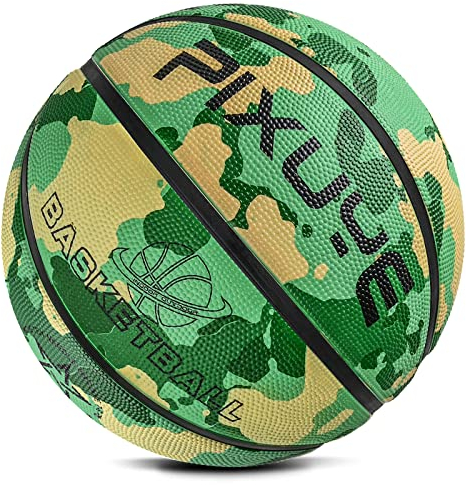 Jicsetk Basketball Größe 5 Größe 7 Mini Basketball für Kinder Outdoor Indoor Camouflage Grün 5