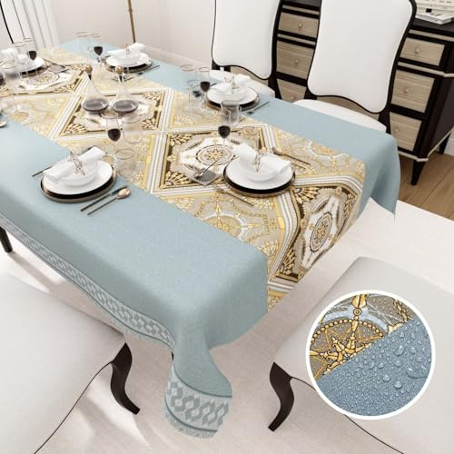 HiBeauty PRO Mantel Rectangular, 100 x 140 cm, Brumoso Azul, Impermeable, Mantel para Interior y Exterior, para Comedor, Jardín y Camping