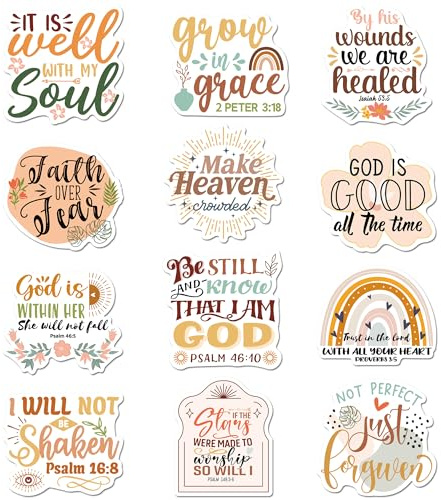 Christian Bible Verse Fridge Magnet Stickers, 12Pcs Boho Faith Based Locker Magnets, Inspirational Magnetic Stickers Decorations for Office Classroom, Christian Gifts