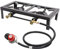 Portable Double Burner Gas Stove Double Camping Stove for Outdoor Cooking | Adjustable 0-10Psi Regulator | for Camping, BBQ, Home Brewing | Includes Regulator Hose | 8000W Power | Black