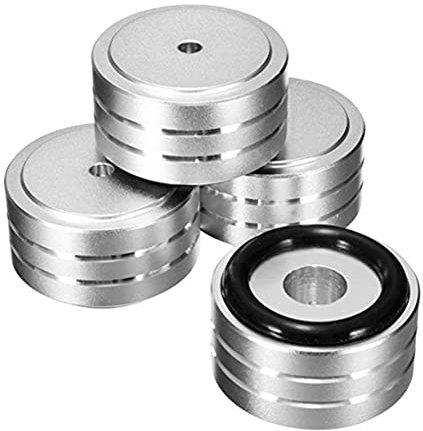 ZDSFSD 4Pcs 40X20mm Aluminum HIFI AMP Speaker Isolation Stand Turntable Feet Pad (Silver)