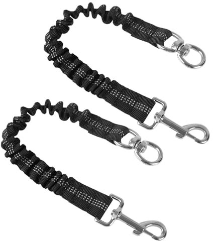 Ruckdämpfer Hundeleine, 2 Stück Reflektierende Bungee Leinenverlängerung für Hundeleine, Robuste Elastisch Hundetrainingsleine mit 360° Drehclips für Joggen, Spazieren, Training (16.9-22.8)