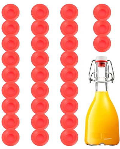 QUARKZMAN Arandelas de Goma de Silicona, 30 Piezas de Arandelas de Sellado a Prueba de Fugas para Reemplazo de Tapones de Botella de Oscilación en Forma de Sombrero