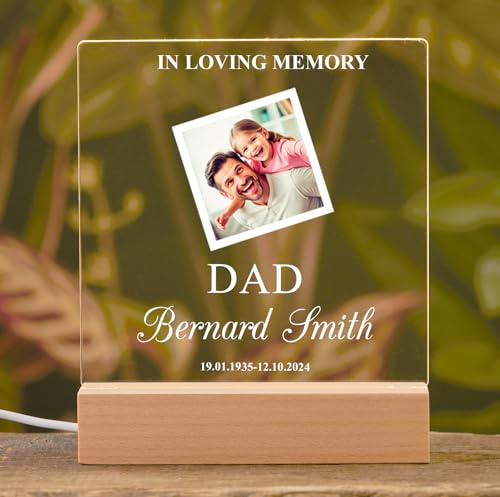 Personalised Photo Memorial Lamp Night Light Remembrance Keepsake, 22cm