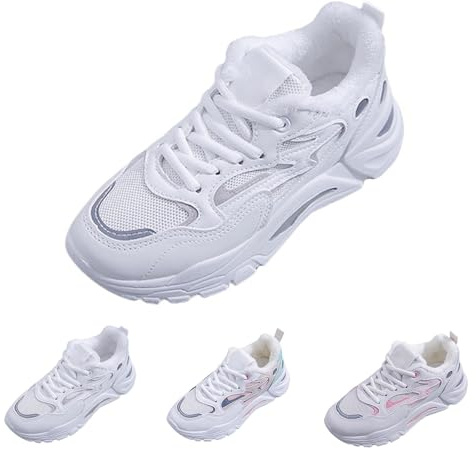 Chaussures de course pour femme - Doublure chaude - Légères et antidérapantes - Chaussures de sport d'hiver respirantes - Chaussures de jogging - Chaussures de marche - Gym - Fitness - Chaussures de