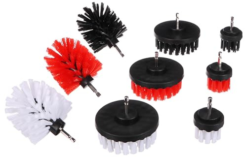 SIXTOL Car Detailing Drill Brush 9 | Set de cepillos rotativos para Taladro | Limpieza de Coche y hogar | 9 Piezas