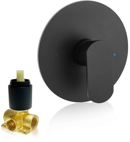 SUBEIXI Concealed Shower Mixer Tap with Body Valve, Wall Mount Single Lever Shower Mixing Tap Mixer, Matte Black