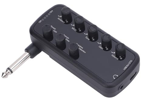 Amplificatore per Cuffie per Basso Riverbero, Multi -Effetti Pulire la Distorsione di Overdrive Eco Coro Tremolo, Amplificatore per Cuffie per Basso Profondo con Supporto OTG e