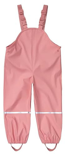 Regenhose Kinder 164 128 122 86/92, Unisex Matschhose Jungen Mädchen Regenlatzhose Wind-Und wasserdichte Regenhosen Regenbekleidung Regenoverall Hosenträgern Rosa