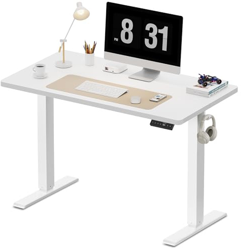 WALKINGDESK Bureau Assis Debout Électrique, 100 x 60 cm Ergonomique Bureau Réglable en Hauteur avec 4 Préréglages de Mémoire, Standing Desk, Blanc