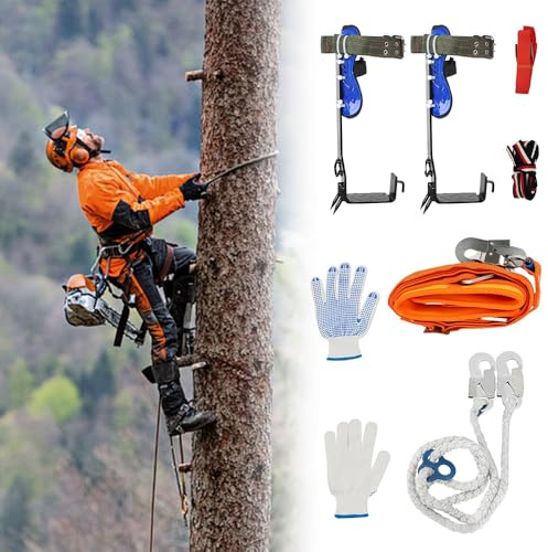 Kit de Crampons d'escalade, éQuipement d'escalade d'arbre RéGlable avec Pointes AntidéRapante, Pointes d'escalade pour Arbres L’Escalade D’Arbre, Survie de Jungle, Cueillette de Fruit