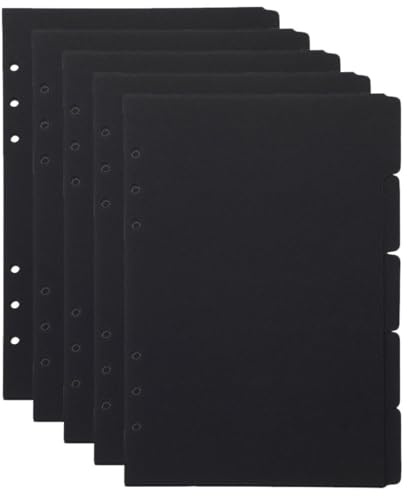 CLISPEED 5 piezas Separadores de Índice para Cuadernos de Negras con Pestañas para Organizar Documentos Carpetas para Estudiantes y Oficina