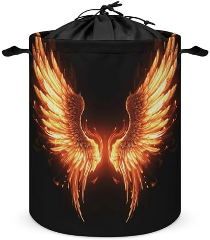 Large Laundry Hamper Fire Angle Wings Laundry Basket with Handles Freestanding Waterproof Clothes Hamper for Laundry Room Bedroom Bathroom College Dorm