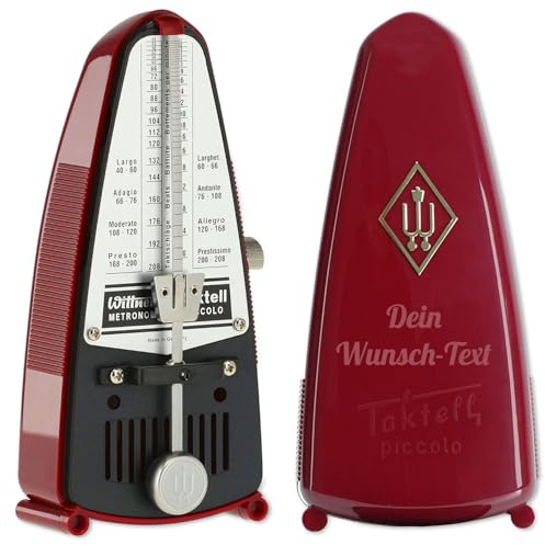 Wittner - Metronomo meccanico 834 Taktell Piccolo rosso con incisione personalizzata