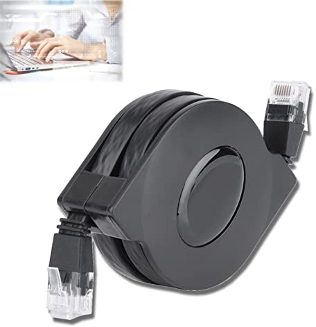 CAT 6 Ethernet Cable Ultra Flat, Adjustable Retractable CAT6 RJ45 Lan Network Cable Patch Shielded Flat Ethernet Cord (2M)