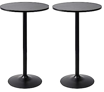 Pearington Santina 2 Pack Round Bar and Pub Table, Black