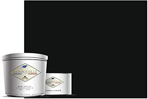 Peinture Résine Noir Maléficio - Résine Epoxy Bi-Composants - Effet Mat - Peinture Mur, Plafond, Boiserie, Carrelage & Métal - Lessivable - COV A+ - Fabriquée En France - 750 ml - BARBOUILLE