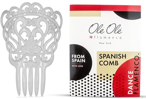 Pettine per capelli spagnoli per ballerine, pettine ornamentale per flamenco con stemma alto, tradizionale peineta spagnola per danza spagnola, pettine bianco resistente, modello II, forcine per