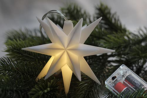 LED Stern Weihnachten Ø12cm 1 LED warmweiß 6/18h Timer Batterie