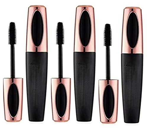 4D Mascara x3 GLAMZA Long Lash Silk Fiber Mascara für längere, dickere Wimpern - Wasserdicht & Wischfest (Schwarz)