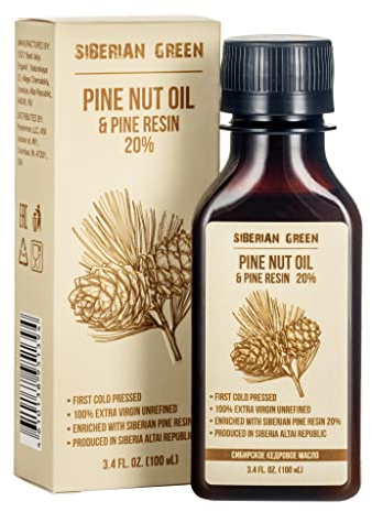 Siberian Pine Nut Oil with Pine Cedar Resin Pure Natural 100% Extra Virgin Cold Pressed 100 ml