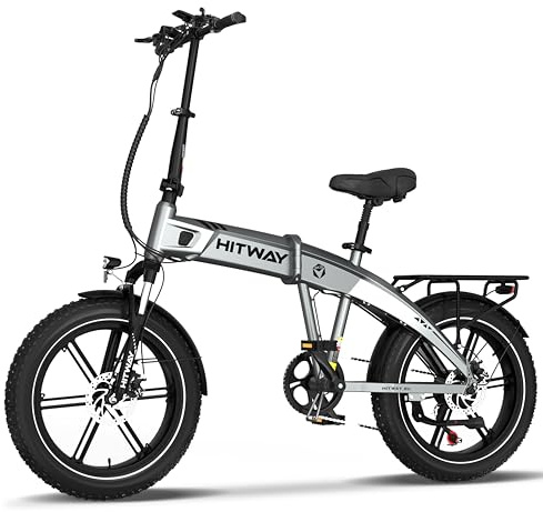 HITWAY 20 * 4.0” Bici Elettrica, Batteria 48V 10,4Ah fino a 50-100KM, 250W Motore Fat Tire E Bike, Pedelec Pieghevole con 7 Velocità per Pendolari Adulti