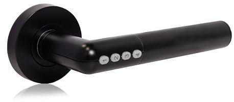 XFORT Smart Lock Door Handle, Stainless Steel in Black, Lever On Rose, Bluetooth Door Handle for Internal Wooden Doors