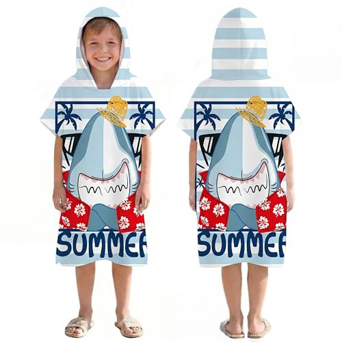 LOMTRATS Snabbtorkande surfponcho, badhandduk, morgonrock, huvtröja för vuxna män och kvinnor, för simning, strand, surfing, dykning, hem, varma källor och bad, Kid-M