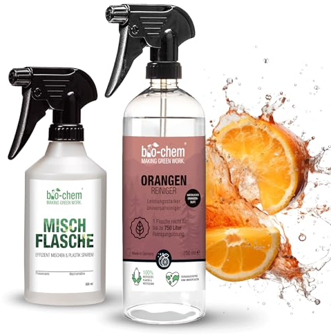 Bio-Chem - Limpiador universal con extractos de piel de naranja 750 ml con botella mezcladora - Spray detergente para el cuidado del hogar - Productos domésticos para la limpieza del hogar