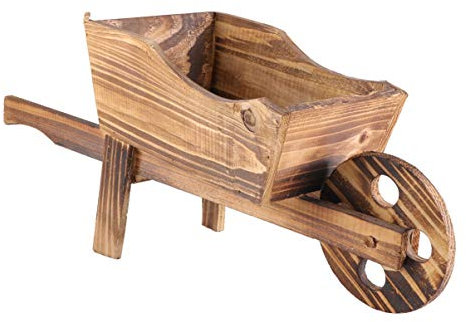 DIXII Fioriera da giardino in legno a forma di carriola, decorazione per interni ed esterni, 45 x 19 x 20 cm