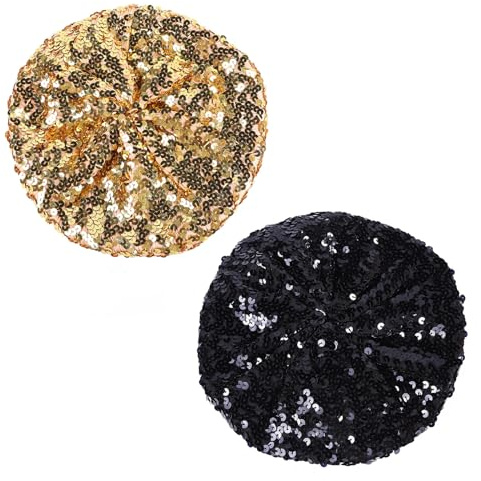 EUPSIIU 2 Pieces Sequin Hat, Disco Outfit Accessories, Shiny Sequin Sequins Beret Hat